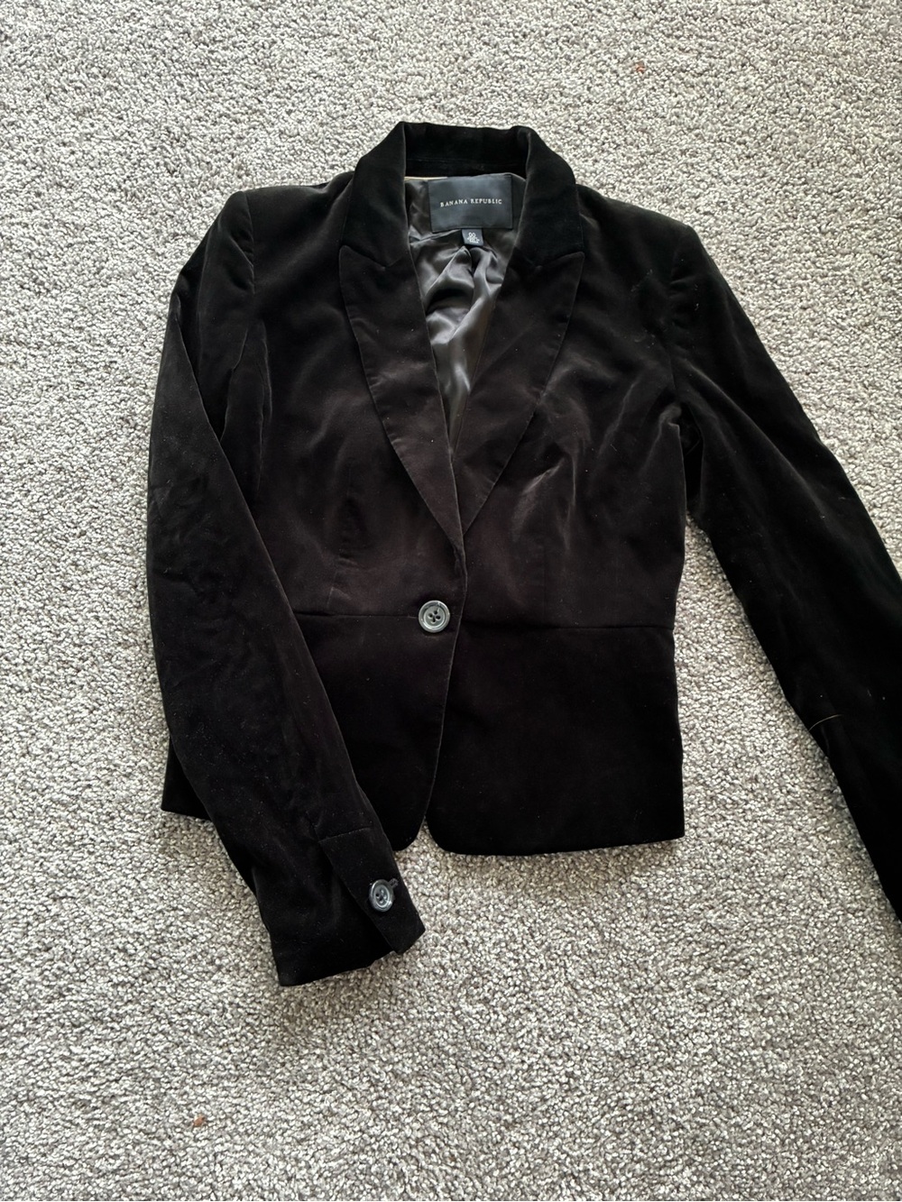 Banana Republic Black Velvet Tailored One-Button Blazer